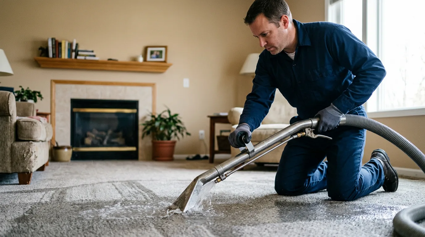 Water damage restoration technician working near Springville, NY